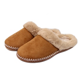 Hausschuhe für Damen mit kamelfarbenem Cloxx-Fell braun