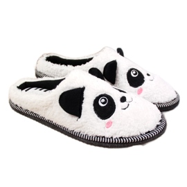 Damenhausschuhe Haustiere Panda Galop weiß