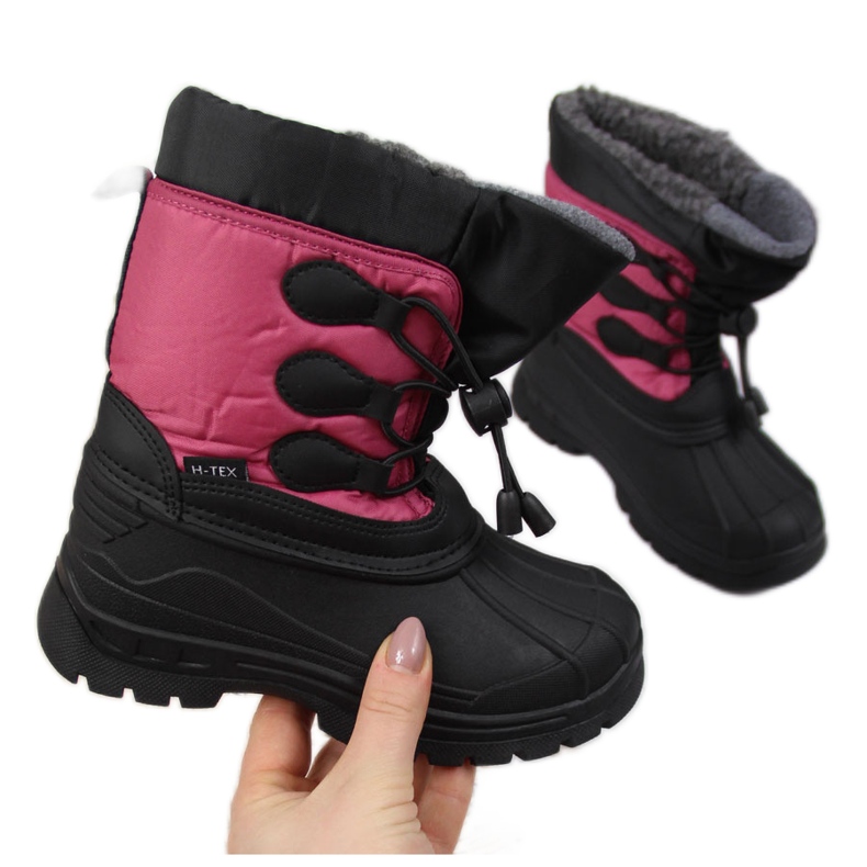 Isolierte Kinder-Schneestiefel rosa Gallop schwarz