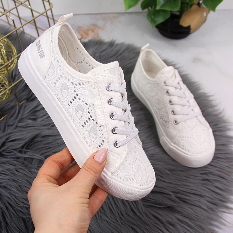 Weiße Spitzenturnschuhe für Mädchen Big Star JJ374012