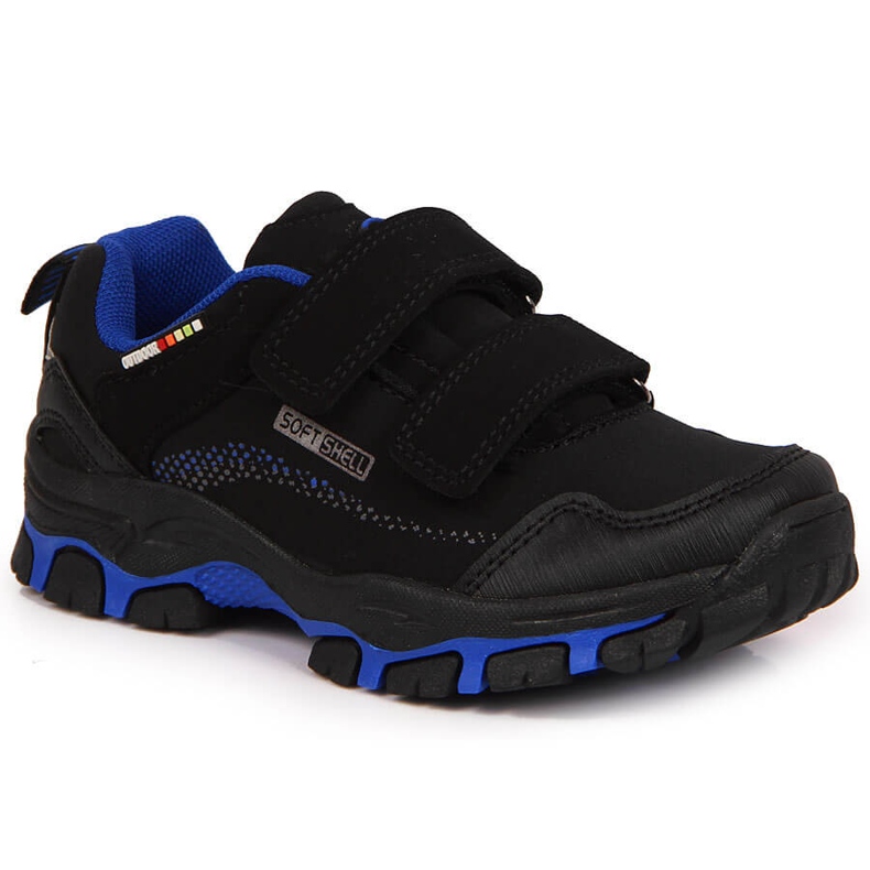 Kinder-Trekkingschuhe, Klettverschluss, schwarz und blau, American Club