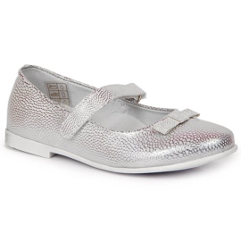 Kommunion Mädchen Ballerinas mit Klettverschluss Silber Kornecki 6493