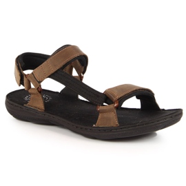 Herrensandalen aus Leder mit Klettverschluss braun Łukbut 990