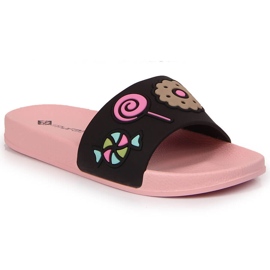 Atletico schwarze Badelatschen für Mädchen rosa