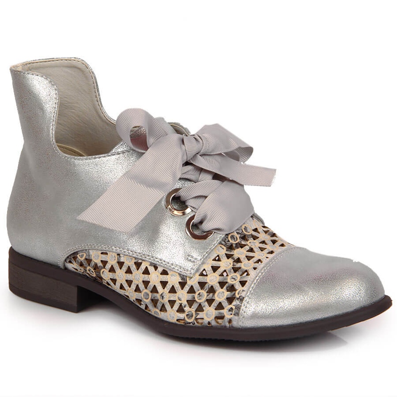 Silberne durchbrochene Jezzi-Stiefel für Damen silber-