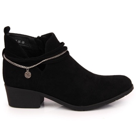 Schwarz Filippo schwarze Damenstiefel mit Kette