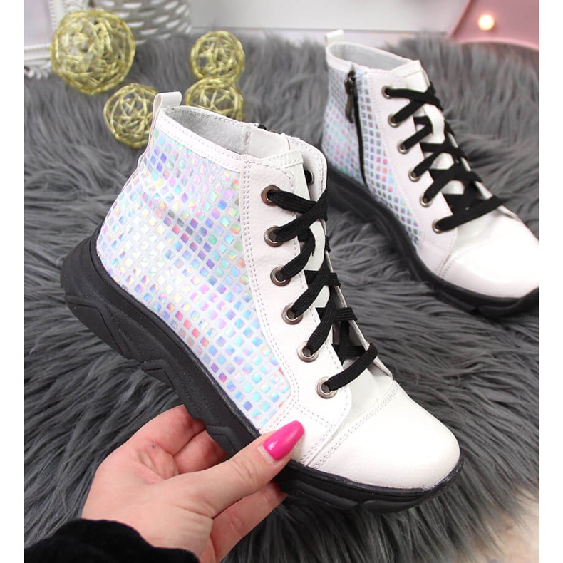 Weißer holografischer Mädchenstiefel Kornecki 6814