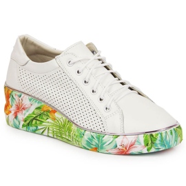 Damen Lederschuhe auf Keilabsatz weiß Artiker