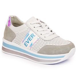 Lederschuhe mit Holo-Plateau in Weiß Filippo grau