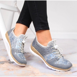 Blaue durchbrochene Damenschuhe Rieker N4255-12