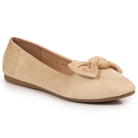 Beige Lordsy Damenschuhe mit Schleife Potocki