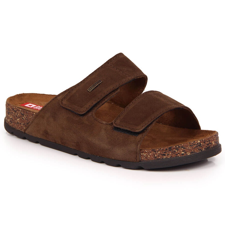 Herren Lederhausschuhe mit Klettverschluss braun Big Star JJ176002