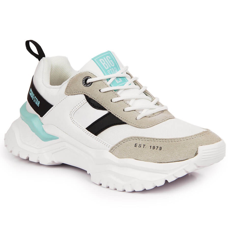 Weiß Big Star JJ274A412 weiße Damenturnschuhe grau mehrfarbig