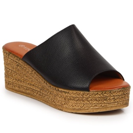 Schwarze Keilpantoffeln für Damen Vinceza