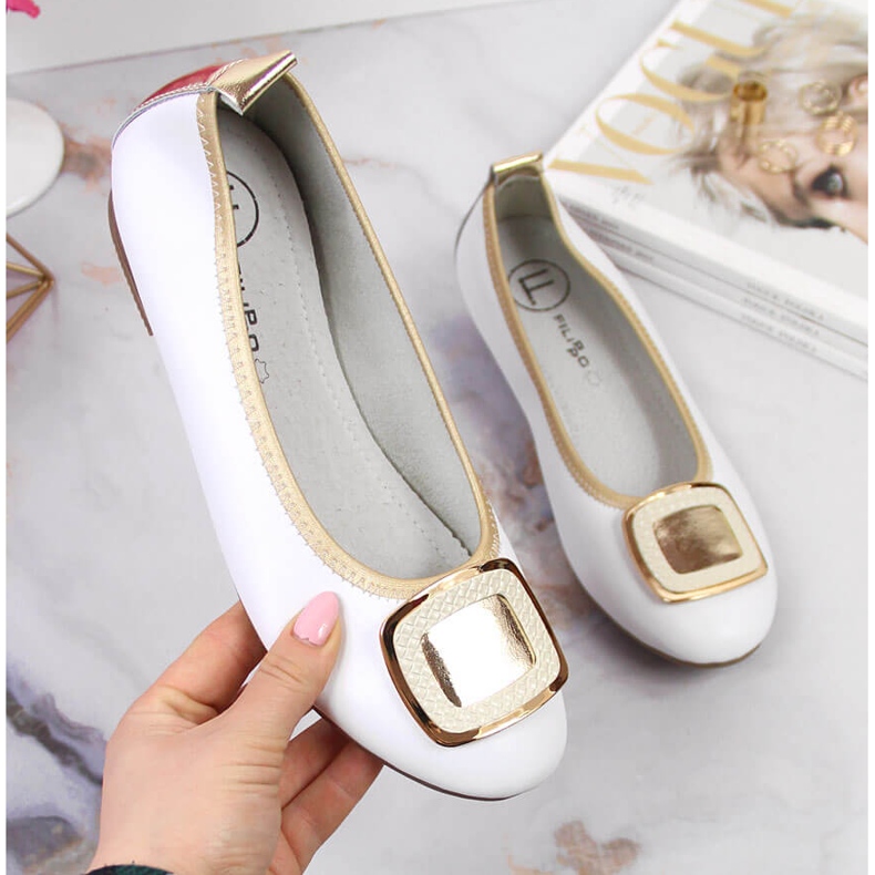 Weiße Lederballerinas für Damen Filippo