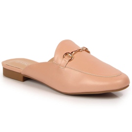 Aufbaupantoffeln für Damen mit rosafarbenem Vinceza-Ornament