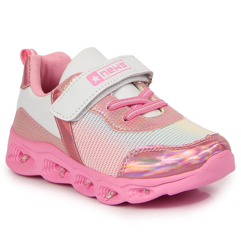 Mädchen Sportschuhe leuchtende Sohlen pink NEWS weiß rosa