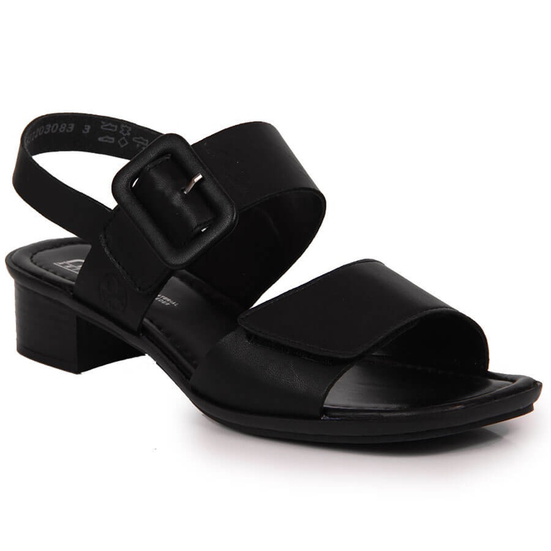 Schwarze Damensandalen aus Leder Rieker 62663-01