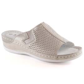 S.Barski Lederpantoffeln für Damen auf einem goldenen Keil S. Barski