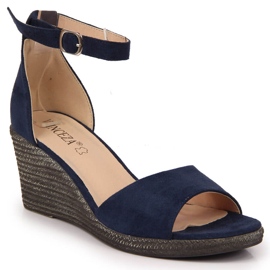 Marineblaue Keilsandalen für Damen von Vinceza navy blau