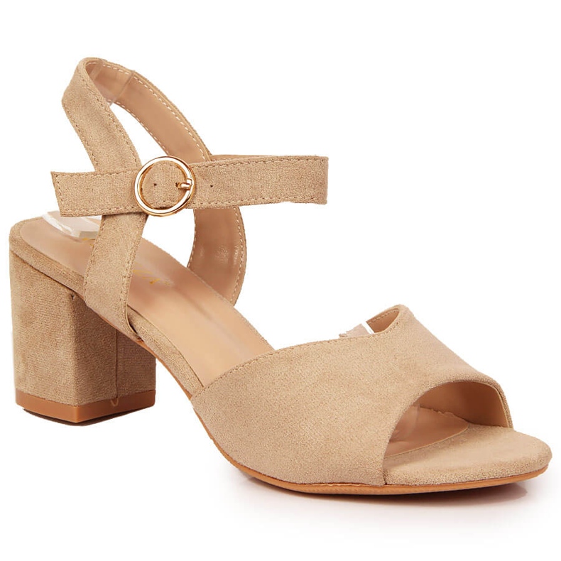 Damensandalen auf der Post beige Vinceza Wildleder