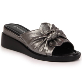 Silberne Keilpantoffeln für Damen Vinceza