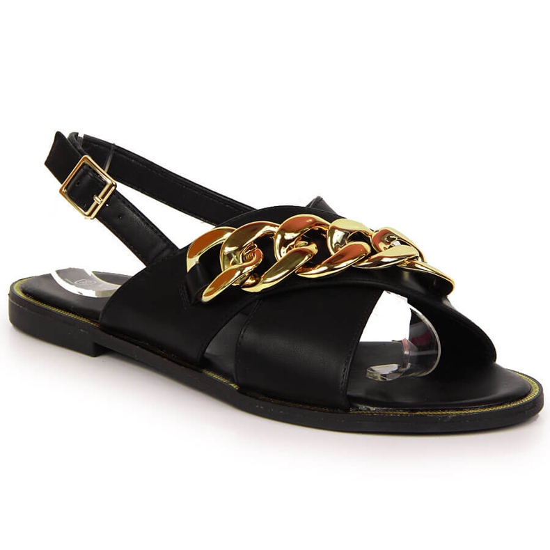Schwarze Damensandalen mit Kette Vinceza