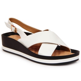 Weiße Damensandalen von Vinceza mit Keilabsatz