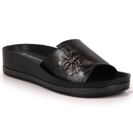 Schwarze Keilpantoffeln für Damen mit Schleife Vinceza