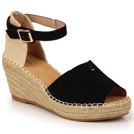 Damen Sandalen Espadrilles auf schwarzen Keilen eVento