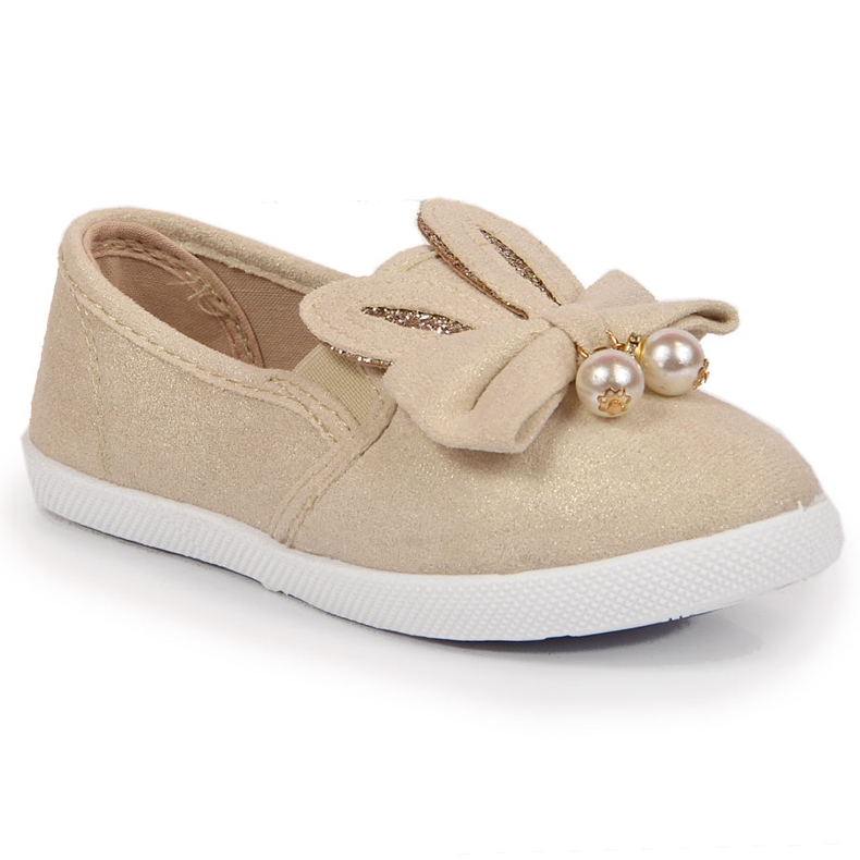 Beige Turnschuhe für Mädchen mit Ösen NEWS
