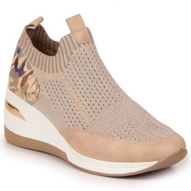 Damen-Sneaker mit Keilabsatz Puderrosa Artiker