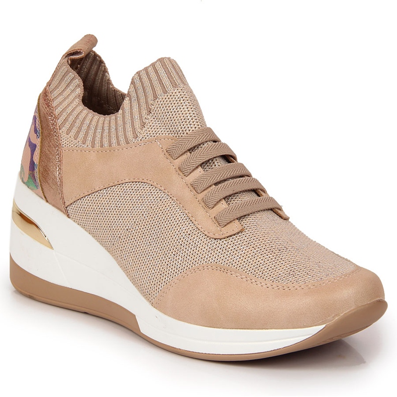 Damen-Brogues mit Keilabsatz zum Hineinschlüpfen in Puderrosa von Artiker