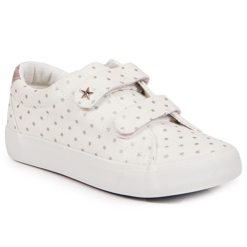Turnschuhe für Mädchen mit Klettverschluss, weiße Atletico-Sterne
