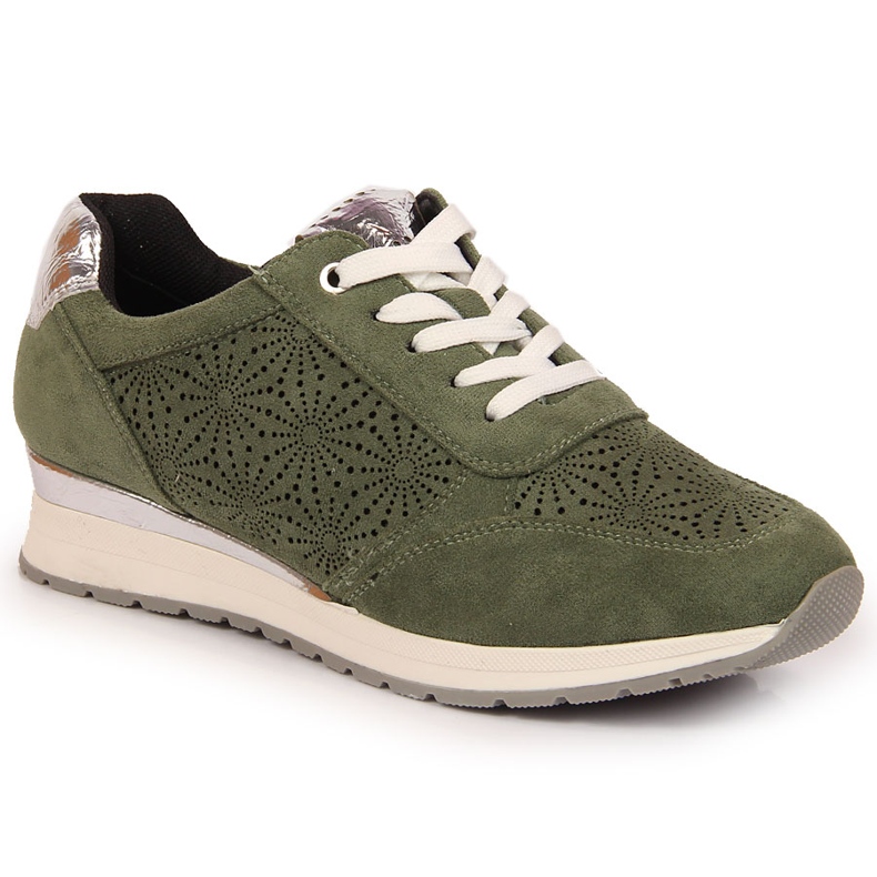 Grüne Jezzi-Sneaker für Damen aus Wildleder