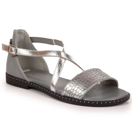 Damensandalen, Roman, silbergrau Jezzi