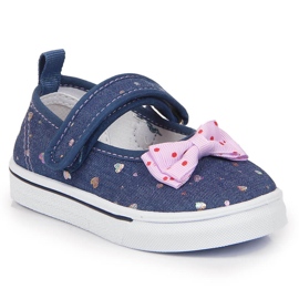 Ballerinas für Mädchen mit Klettverschluss und Atletico-Schleife marineblau blau