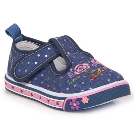 Turnschuhe für Mädchen mit Klettverschluss Atletico blau gepunktet marineblau
