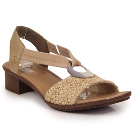 Beige Damensandalen mit hohem Absatz Rieker 62664-61