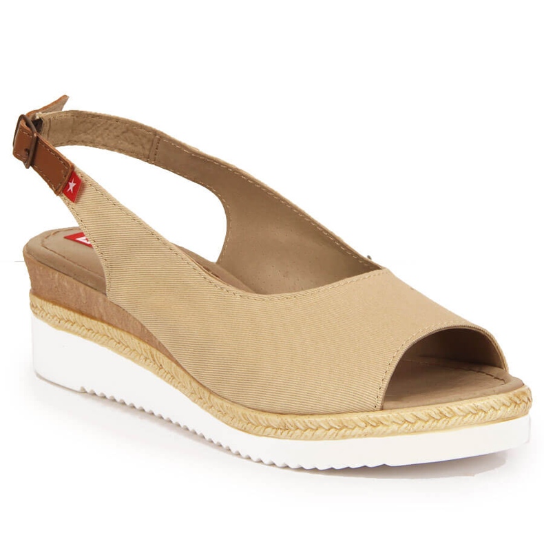 Beige Damensandalen auf einem Keil Big Star JJ276049