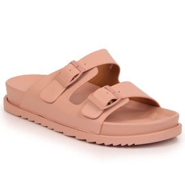 S.Barski Damenpantoffeln aus Gummi mit Schnallen in leuchtendem Rosa S. Barski