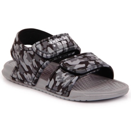 Graue Jungensandalen aus Schaumstoff mit Klettverschluss American Club