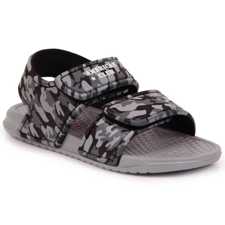 Graue Jungensandalen aus Schaumstoff mit Klettverschluss American Club