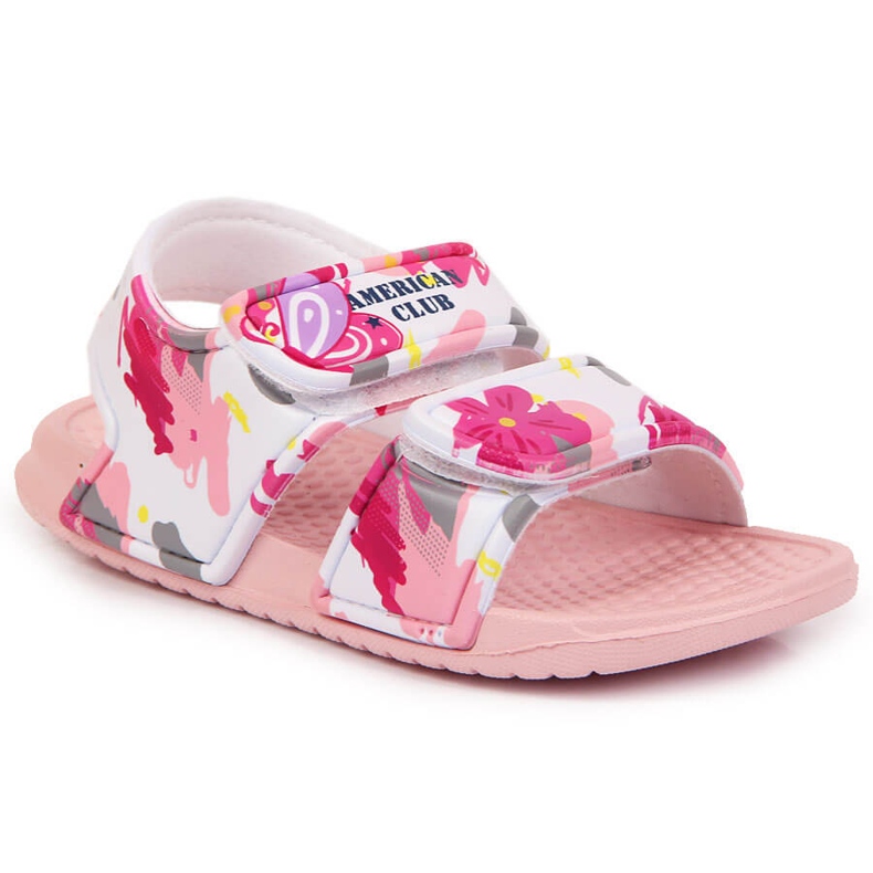 American Club rosa Klettverschluss-Schaumsandalen für Mädchen