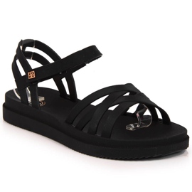 Schwarze Damen-Sandalen aus Gummi mit Klettverschluss Zaxy JJ285068