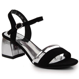 Sergio Leone schwarz-silberne Sandalen am Pfosten silber-