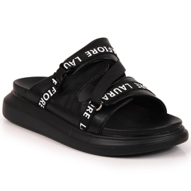 Schwarze Laura La.Fi Plateauslipper