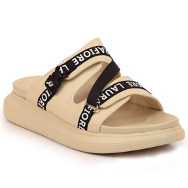 Beige Laura La.Fi Plateau-Hausschuhe