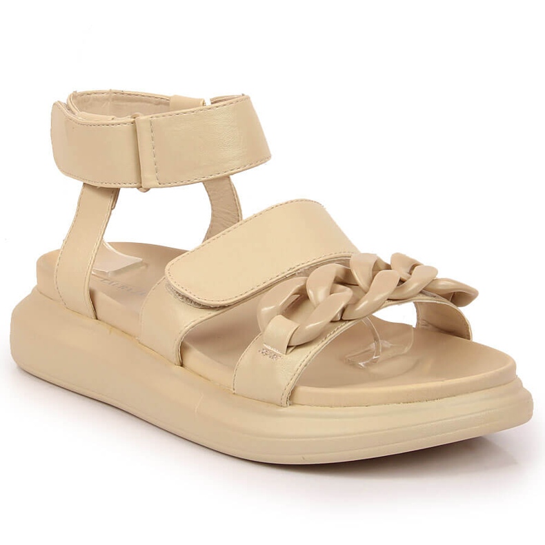 Sandalen auf der Plattform mit einer Kette beige Laura La.Fi