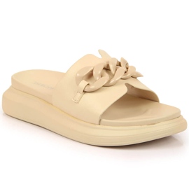 Beige Laura La.Fi Plateau-Slipper mit Kette